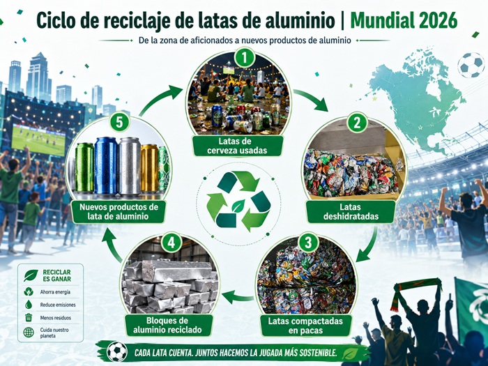 La limpieza urbana después del Mundial | Latas de cerveza → bloques de aluminio reciclado